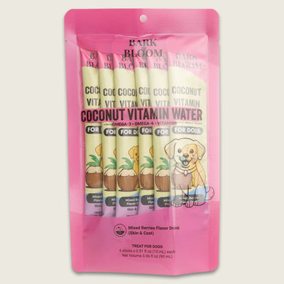 Coconut Vitamin Water for Dogs - Mixed Berries Flavor Drink (Skin & Coat)