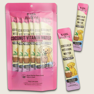 Coconut Vitamin Water for Dogs - Mixed Berries Flavor Drink (Skin & Coat)
