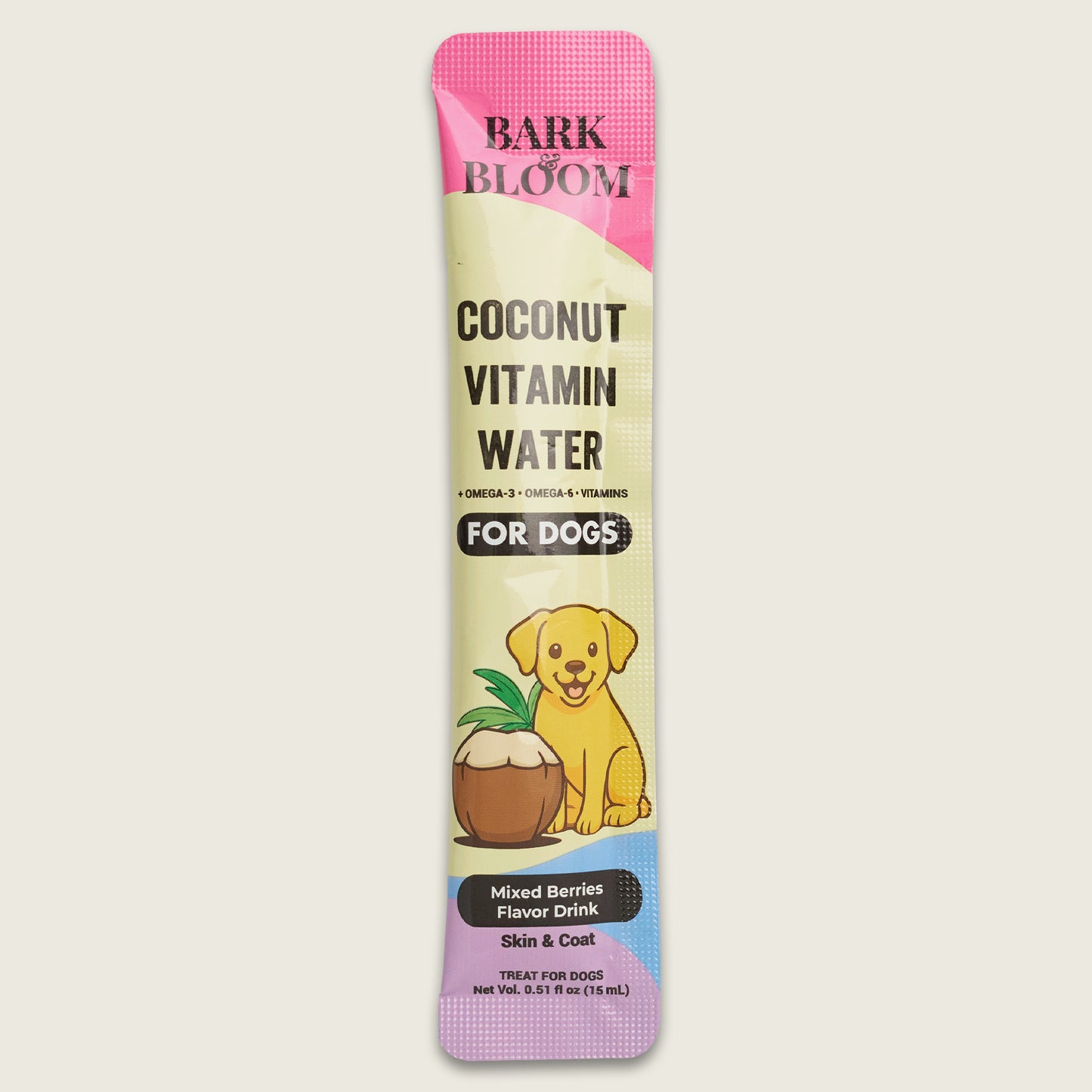 Coconut Vitamin Water for Dogs - Mixed Berries Flavor Drink (Skin & Coat)