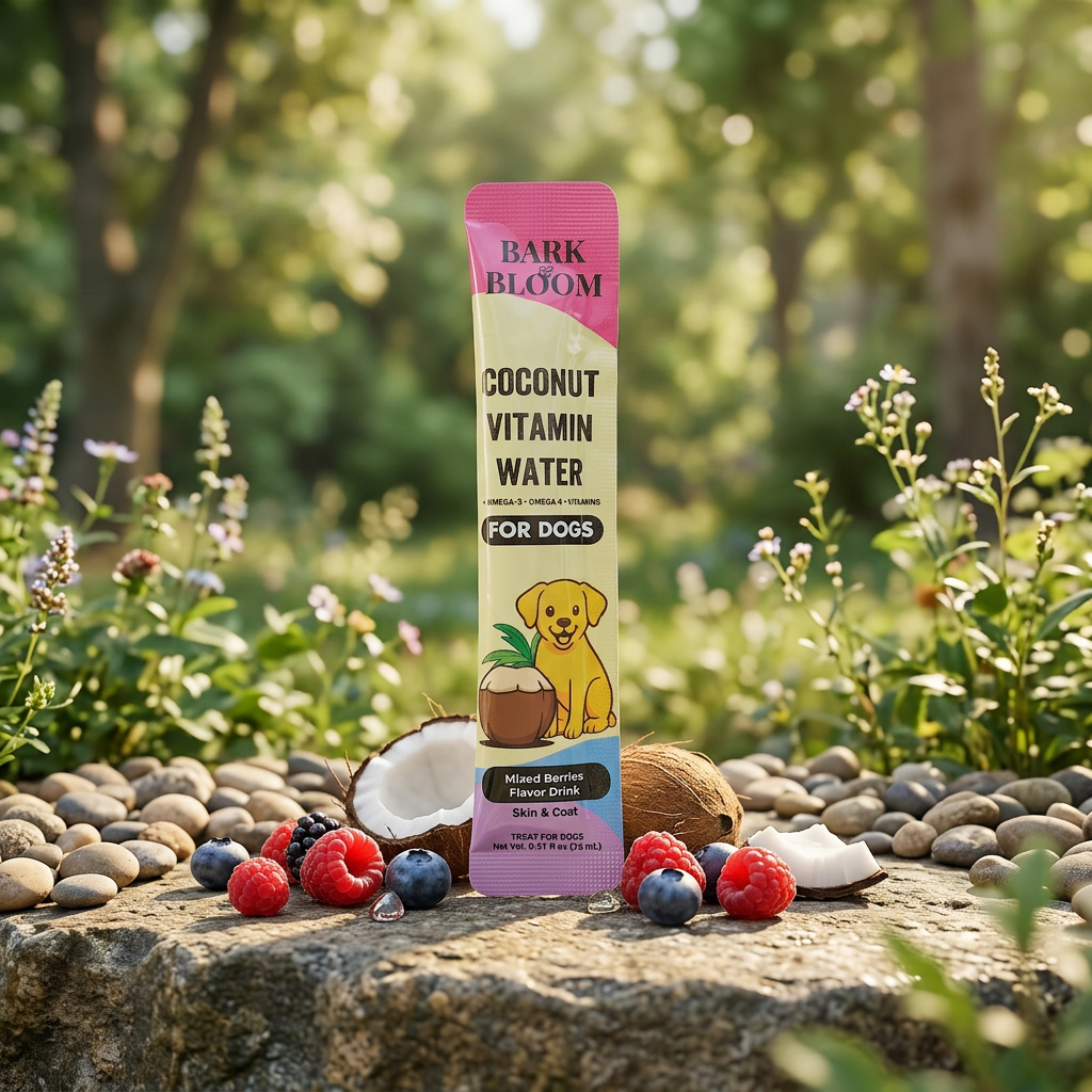 Coconut Vitamin Water for Dogs - Mixed Berries Flavor Drink (Skin & Coat)