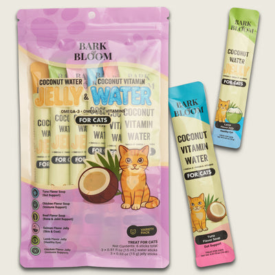 Coconut Water Jelly and Coconut Vitamin Water for Cats, Variety Pack