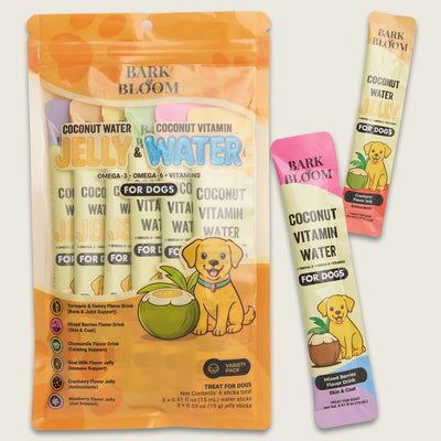 Coconut Water Jelly and Coconut Vitamin Water for Dogs, Variety Pack