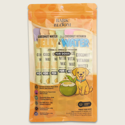Coconut Water Jelly and Coconut Vitamin Water for Dogs, Variety Pack
